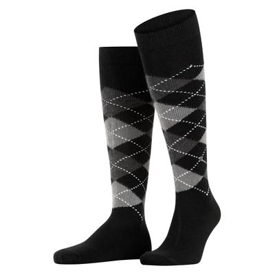 Kniestrümpfe BURLINGTON "Preston", Herren, Gr. 40-46, schwarz-weiß (pearl), Materialmix, Argyle-Muster, Socken Kniestrümpfe, Einheitsgröße 40-46, Argyle-Muster, besonders weich