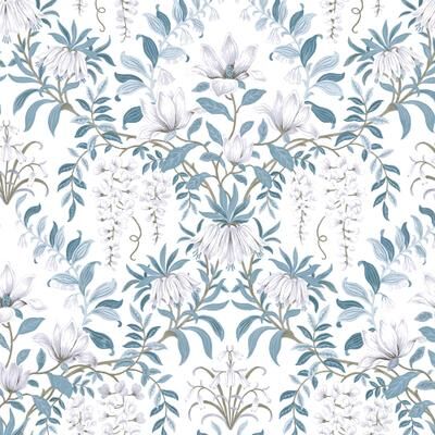 Laura Ashley Parterre Off White and Seaspray Wallpaper
