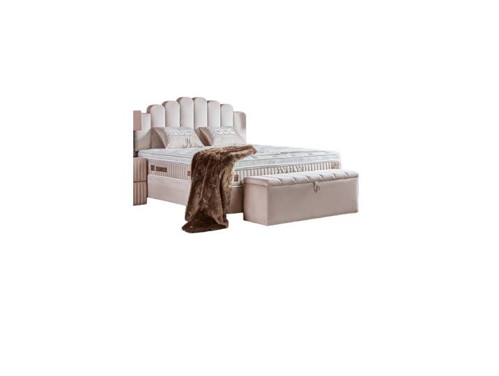 Premium Einzel Boxspringbett „Jazzlyn“ inkl. Matratze & Topper Light Beige 120 x 200 cm ABC Bedding