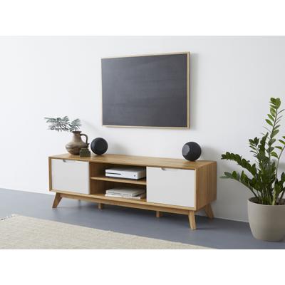 Lowboard OTTO HOME "Pandrup", weiß (eiche, weiß), B:135cm H:44cm T:40cm, Dekorfolie, Hartfaserplatte, MDF, Sideboards, Lowboard, Kommode mit 3 Einlegeböden und Kabeldurchführung, B:135 cm
