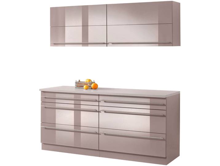 Küche WIHO KÜCHEN Chicago , braun (küche: braun, korpus: trüffelfarben, arbeitsplatte: canvas grau), B:180cm, Komplettküchen-Sets, Küche, ohne E-Geräte, Gesamtbreite 180 cm