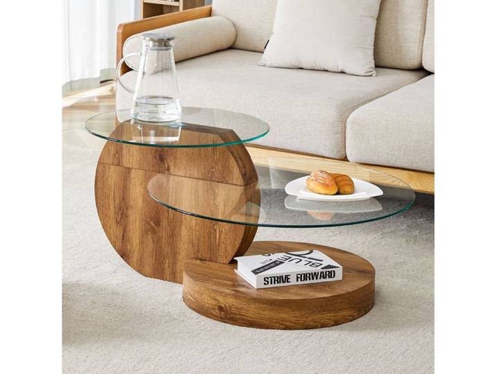 Table basse SENVIRO en verre et MDF style minimaliste 50x70 transparent