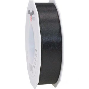 Präsent Geschenkband Satin, schwarz, Satinband, doppelseitig, 25mm x 25m, glänzend
