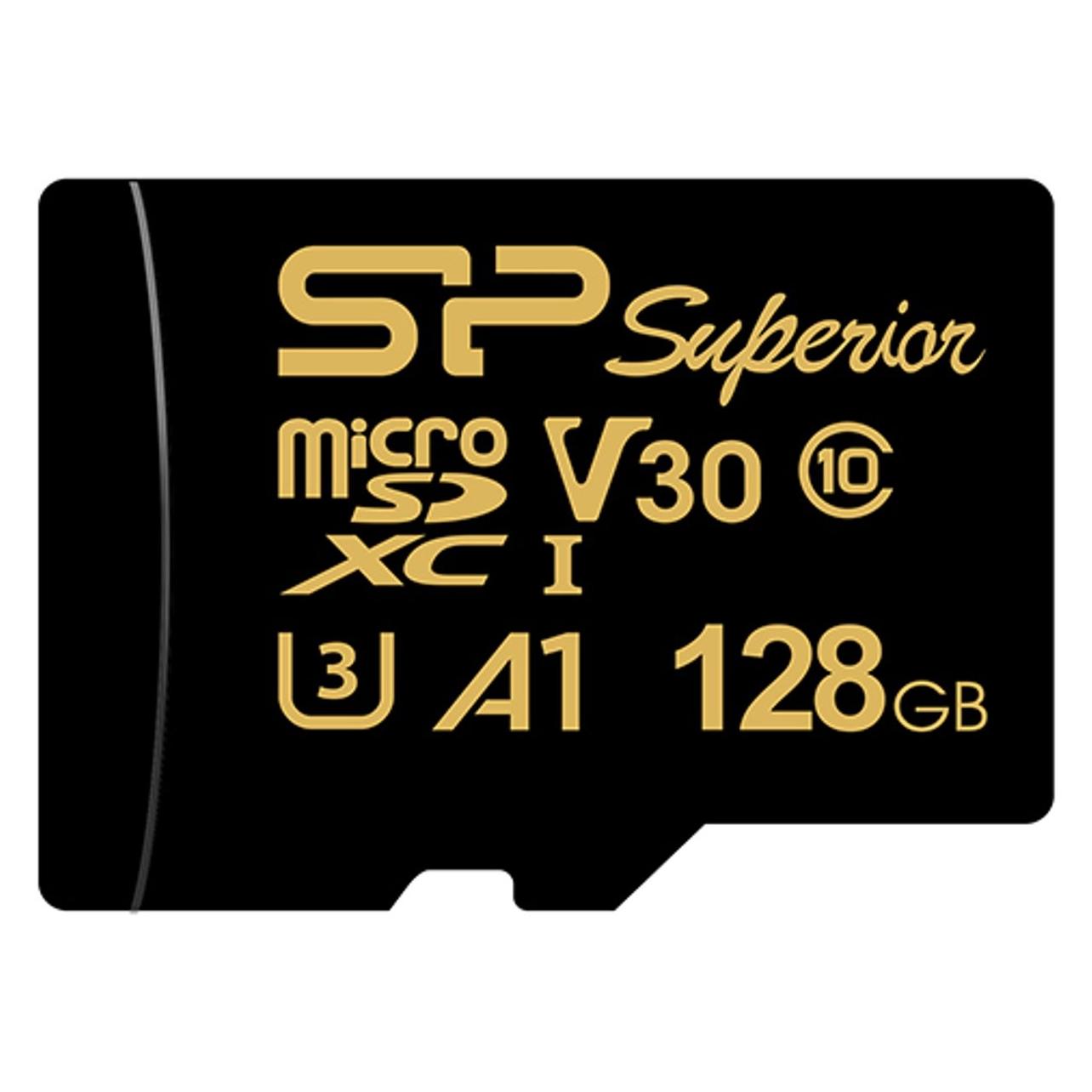 Silicon Power 128Go MicroSD Card Golden (128 GB, microSD, microSDHC, microSDXC, U3, UHS-I) (SP128GBSTXDV3V1HSP)