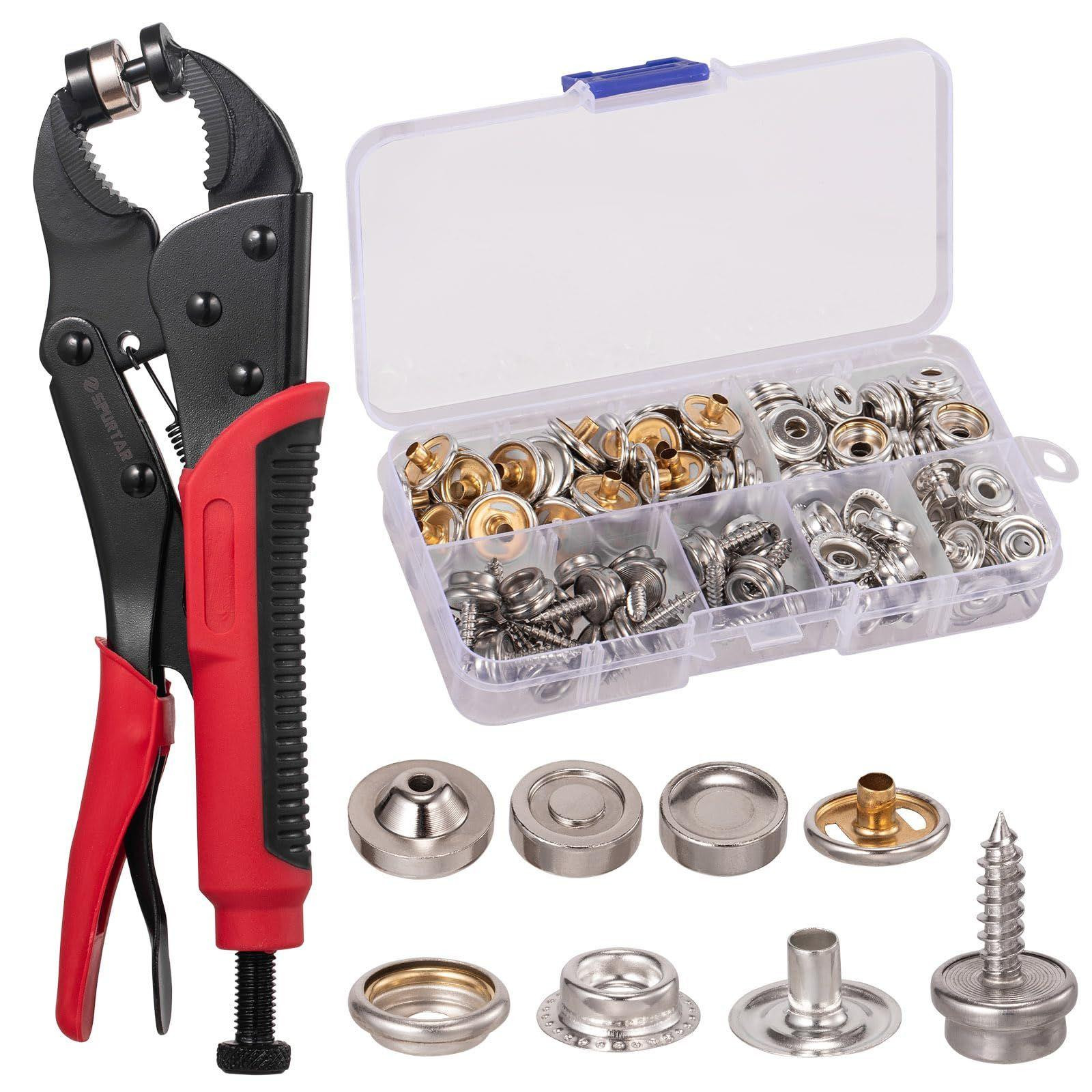 Lustrens Heavy Duty 15mm Snap Fastener Kit met verstelbare tool