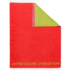 Benetton - Decke 140 x 190 cm, 320 g/m2, 60 % Baumwolle, 40 % Acryl, Rot und Grün