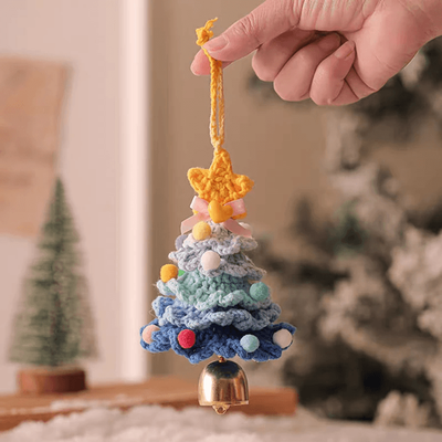 Inspire Essentials Knitted Christmas Tree Ornament With Jingle Bell blue