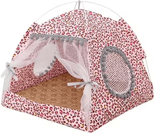 Inspire Essentials PurrPal Princess Cat Tent Bed With Mosquito Net 18.90 18.90 19.29 In leopard Powder