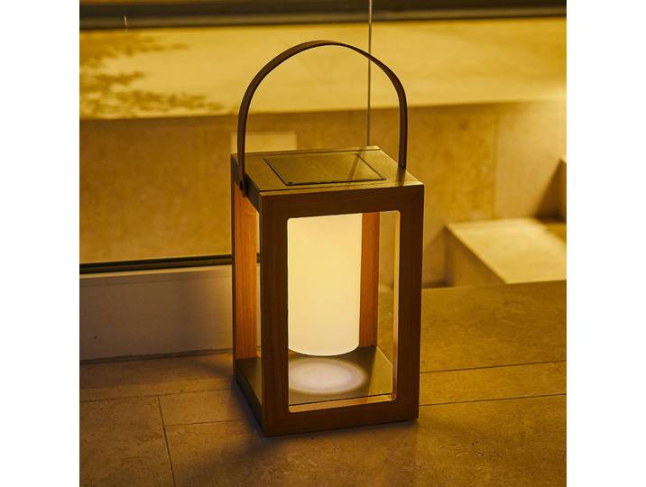 Lumisky LED-Solarlaterne Seraphina, teakfarben, Höhe 32 cm, Metall Seraphina, Holz dunkel, Metall