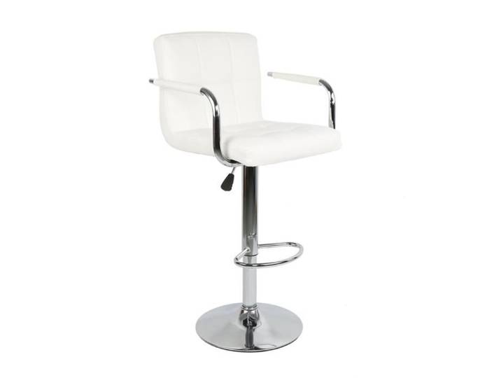 Lot de 2 Tabourets de bar pivotants 360° MENGDA en similicuir blanc avec accoudoirs et dossier