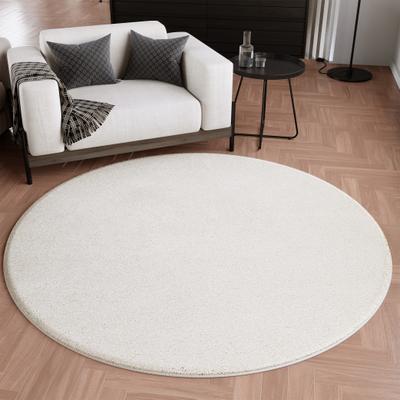 Teppich WECON HOME "Wogh", creme weiß, H:25mm Ø:120cm, Polyester, Teppiche, Teppich, Kurzflor, maschinell gewebt, robust, Wohn- & Schlafzimmer, einfarbig