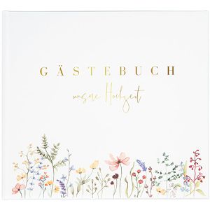 Goldbuch Gästebuch 50 044 Blütenliebe, weiß, 23 x 25 cm, illustriert mit Vordrucken, Hardcover 100 Seiten