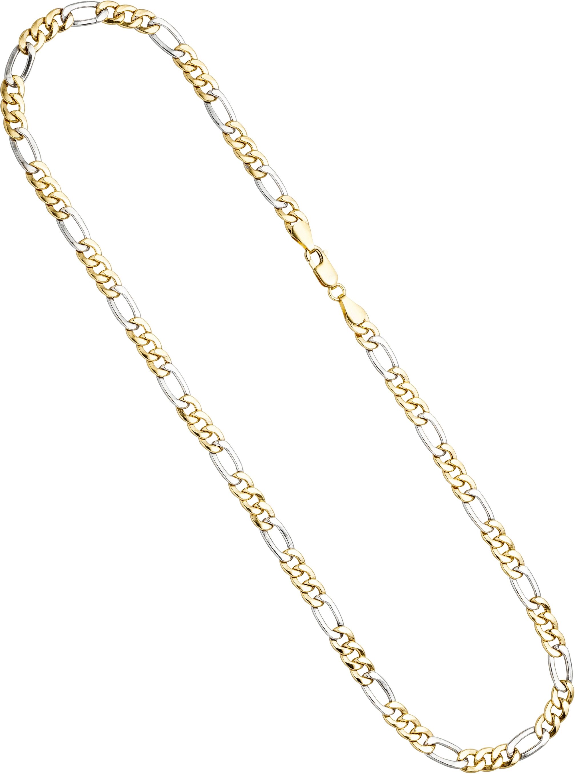 Goldkette JOBO "Figarokette", gold (gelbgold 333), Halsketten, Damen, Gelbgold 333 Weißgold 333, L: 45, Gelbgold 333, Weißgold 333, Goldkette, 333 Gold bicolor 45 cm