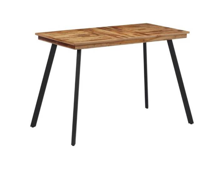 Table à manger en teck massif - - 120x62x76 cm - Brun - Cadre noir - Bois de teck - Cadre en fer