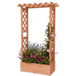 Relaxdays Blumenkasten mit Rankgitter & Dach Orange