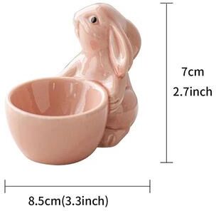 Uplift Essentials Handcrafted Ceramic Rabbit Egg Cup & Desktop Ornament pink