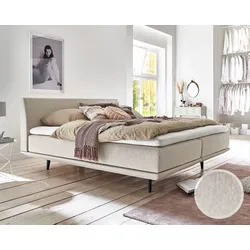 Kamjo »Piano« Boxspringbett inkl. Topper 160x200 cm / Pulse Latex Topper geheftet / Box 7 TFK Matratze optisch glatt geteilt / Kopfteil Piano Khaki