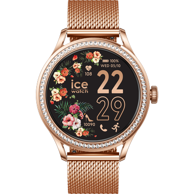 Smartwatch ICE-WATCH, rosa (roségoldfarben, roségoldfarben), Smartwatches, Damen, Smartwatch, Armbanduhr, Damenuhr, Edelstahlarmband, Bluetooth, digital