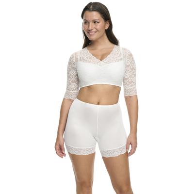 Dirndlbluse SUSA "Wiesn-Zauber", Damen, Gr. 44, weiß, Spitze, Obermaterial: 89% Polyamid, 11% Elasthan, bestickt, unifarben, eng bauchfrei, V-Ausschnitt, Ärmel ohne Ärmelschlitz Spitze, Blusen Dirndlbluse, florale Spitze, halbarm, elastisch,...