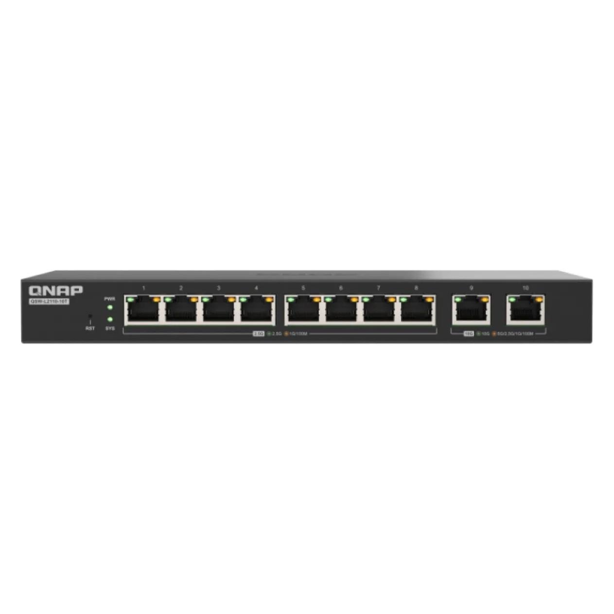 QNAP switch QSW-L2110-10T (8x 2.5GbE port, 2x 10GbE port, Lite Managed) (10 Ports) (QSW-L2110-10T)