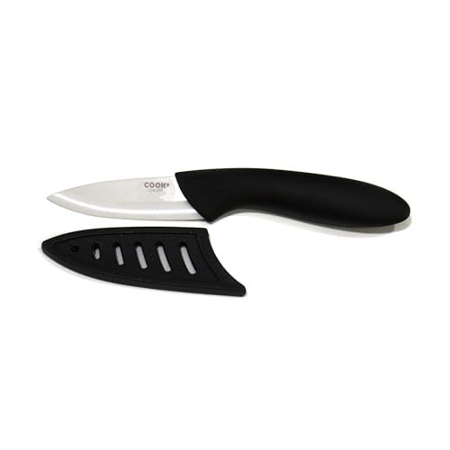 COOK CONCEPT Keramisch paringsmes met ergonomische handgreep en beschermhoes, zwart en wit