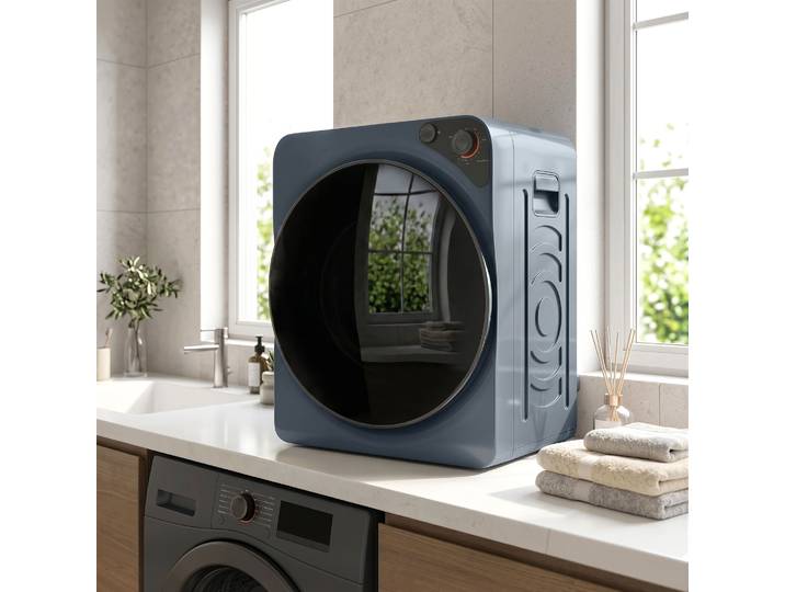 HOMCOM Sèche-Linge Compact 5kg 1000W Inox Bleu 5 Modes