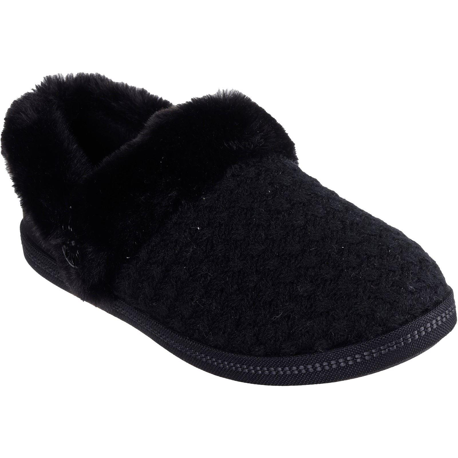 Skechers Gemütliche Lagerfeuer Frostige Versprechen Polyester Damen Schwarze Hausschuhe