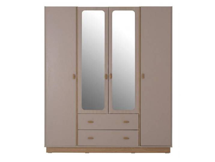 Xlmoebel Kleiderschrank Beiger 4-türiger Kleiderschrank praktischer Holzschrank Jugendzimmer (1-tlg)