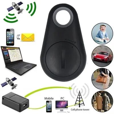 Inspire Daily Merch Wireless Mini Bluetooth GPS Tracker Anti lost Alarm For Pets Dog Key Wallet Locator Child Finder black