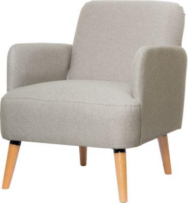 meet by Paperflow Sessel Brooks, Massivholz, Retro-Design, gepolstert, Stoffbezug, grau