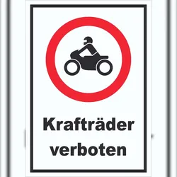HB-Druck Schild Verbot Krafträder A6 (105x148mm)