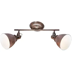Deckenstrahler 2- flammig Wohnzimmerlampe Deckenleuchte rostfarben Deckenlampe, Metall, 2x E14, LxH 45 x 21 cm