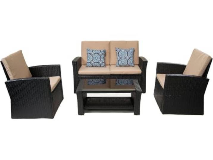 habitat et jardin Terrassenmöbel-Set Ilana - 4 Teile - Weide - Schwarz