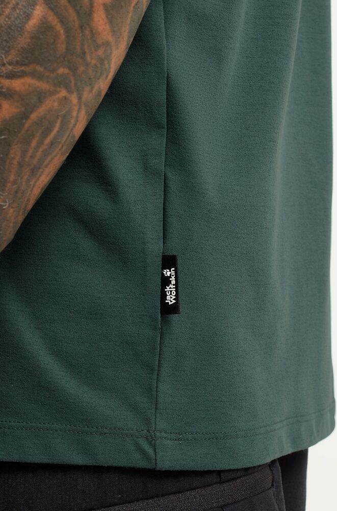 T-Shirt JACK WOLFSKIN "TRAVEL T M", Herren, Gr. M (50), sagopalm, Obermaterial: 100% POLYESTER, Shirts T-Shirt sagopalm M (50)