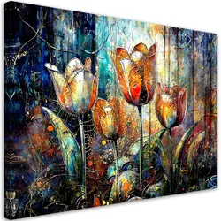 LEINWANDBILD Blumen Abstrakt Bunt 120x80cm