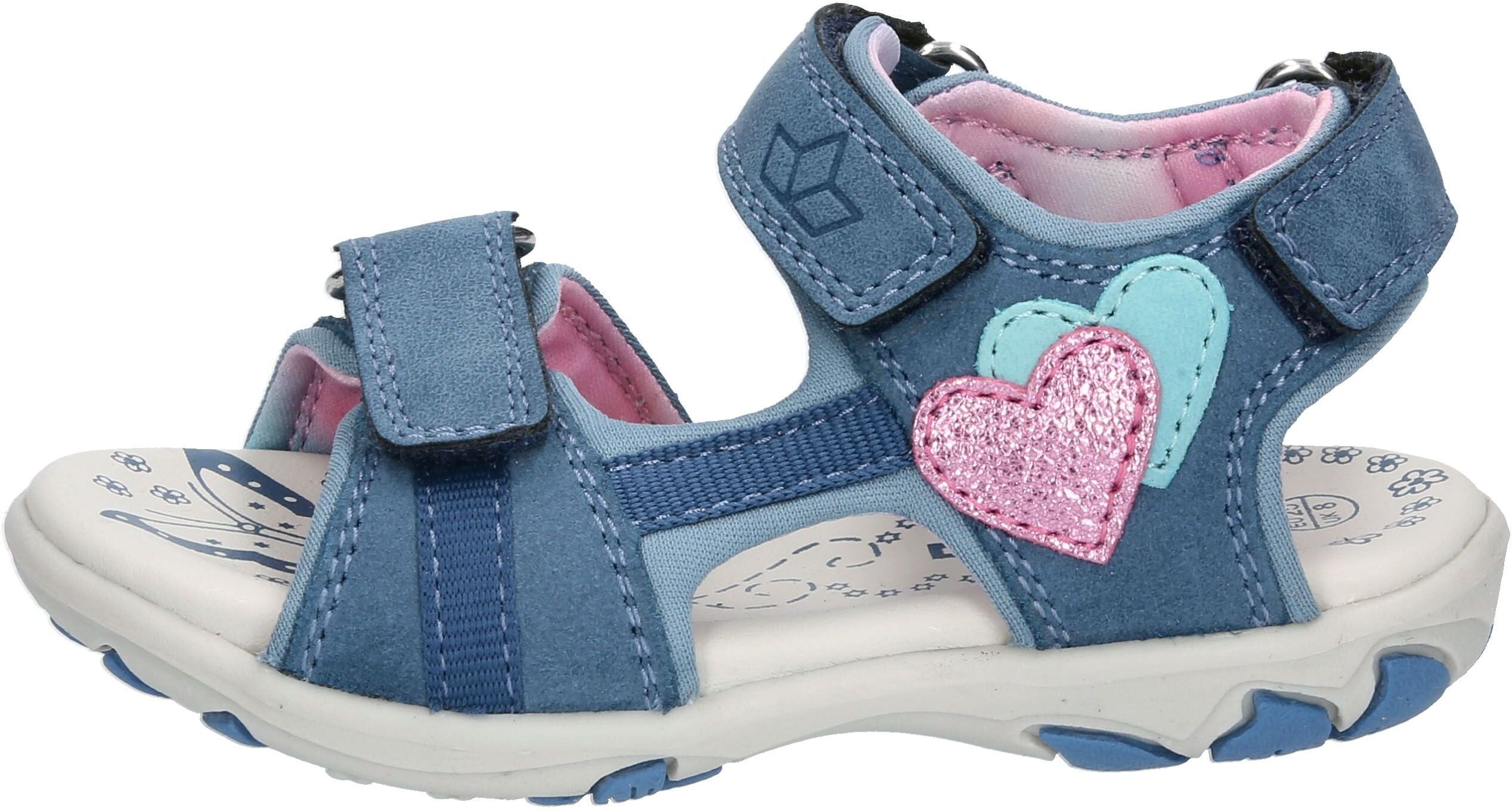 Sandale LICO "Sandale Ella V", Mädchen, Gr. 28, Textil, blau, Veloursleder, Schuhe Sandale