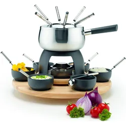 Mäser 23-teiliges Fondue-Set, Fondue Set, Schwarz, Silber, Braun