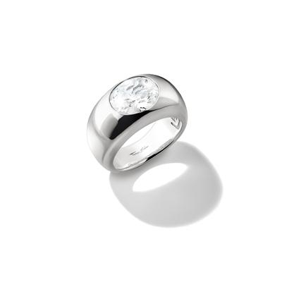 Fingerring THOMAS SABO "Bold Elegance Ring mit Center-Stein" Gr. 54, silber (silberfarben, kristallweiß), Fingerringe, Damen, 54, Silber 925 (recycelt), 5,5mm, Fingerring, mit Zirkonia (synth.)