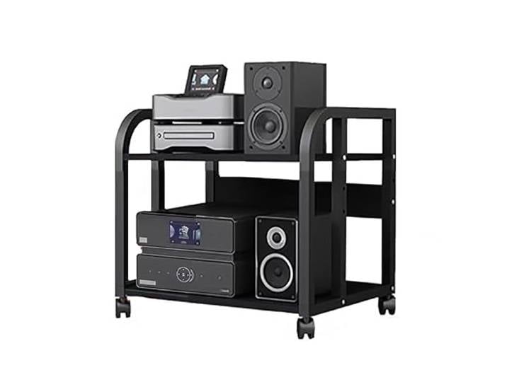 AV-Medienständer, hifi rack, AV-Medienregal, Audio-Video-Regal, Audio-/Videoregal, Medienkonsole, Rollwagen für Audiogeräte, tragbarer Stereoständer für Büro, Schlafzimmer, Aufnahmeraum(50*40*48.5cm)