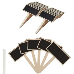 Relaxdays 96 x Pflanzenstecker Tafel Hellbraun,Schwarz