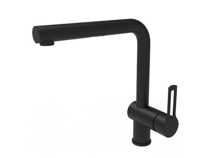 Vallone Mitigeur de cuisine avec douchette extractible, noir mat (RIN185NO)