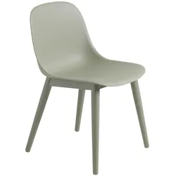 Muuto Fiber Side Chair, wood base, dusty green / dusty green