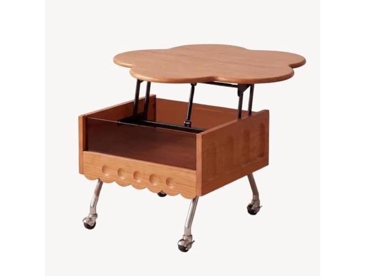 HLDJYLZS Runder Couchtisch, Höhenverstellbarer Beistelltisch für Wohnzimmer Höhenverstellbar, Mobiles Design, Kompakte Größe, Beistelltisch für Sofa, Wohnzimmer, Balkon