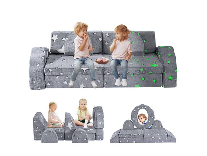 Ensemble de canapés pour enfants, combinaison créative, avec 5 formes, doux, pour la construction de canapés, château pour enfants et adultes, jeu relaxant, 10 pièces