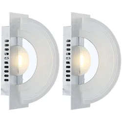 Wandleuchte Modern Treppenhauslampe Chrom Wandlampe Glas, Aluminium, 1x LED 5W 380Lm warmweiß, LxB 20x7 cm, 2er Set