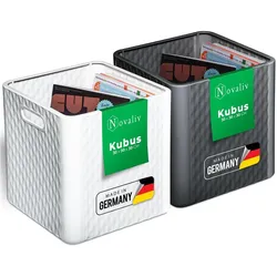 Novaliv, Aufbewahrungsbox, 2er Set Kunststoff Boxen für Kallax Regal Anthrazit & Weiss Körbe 30x30 Aufbewahrungsbox (25 l, 4x, 30 x 30 x 30 cm)