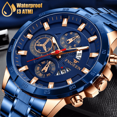 FusionFolio Waterproof Men Watch Stainless Steel Quartz Classic Business Luminous Wristwatch, Water Resistant Dress Watch For Work Waterproof Men Watch Stainless Steel Quartz Classic Business Luminous Wristwatch, Water Resistant Dress Watch For Work