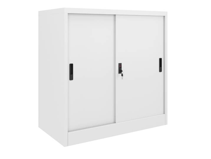Aktenschrank mit 2 Schiebetüren 90 x 90 cm weiss