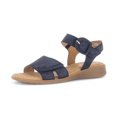 Keilsandalette GABOR "Rhodos", Damen, Gr. 38, blau, Nubukleder, Schuhe, Sommerschuh, Komfortschuh mit Klettverschlüssen, G-Weite