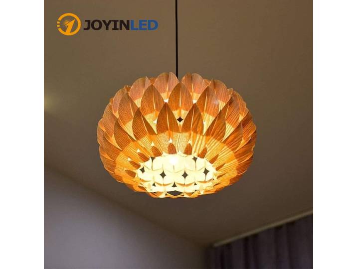JOYINLED plafonnier en bois japonais rustique en bois massif placage suspension 40 cm E27 lustre Restaurant hôtel chambre